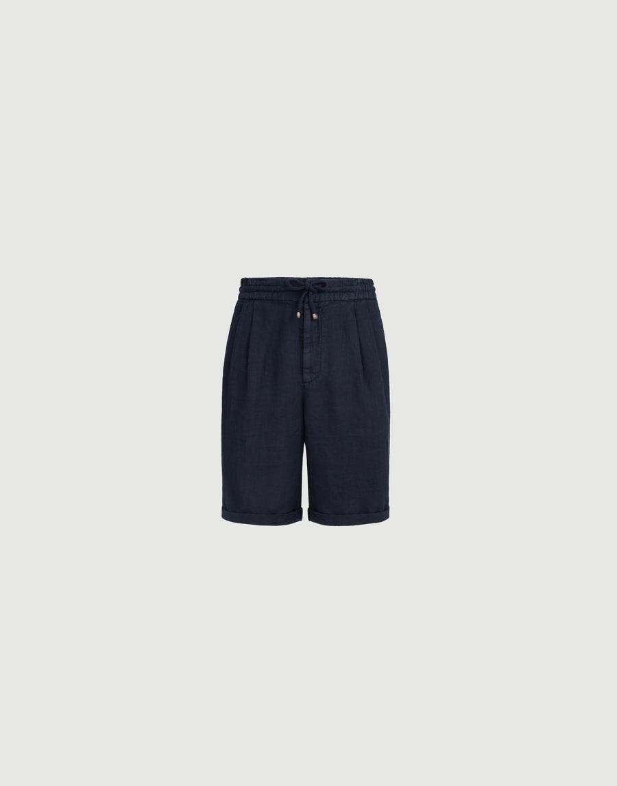 Gabardine Bermuda shorts Navy Blue Man - Brunello Cucinelli