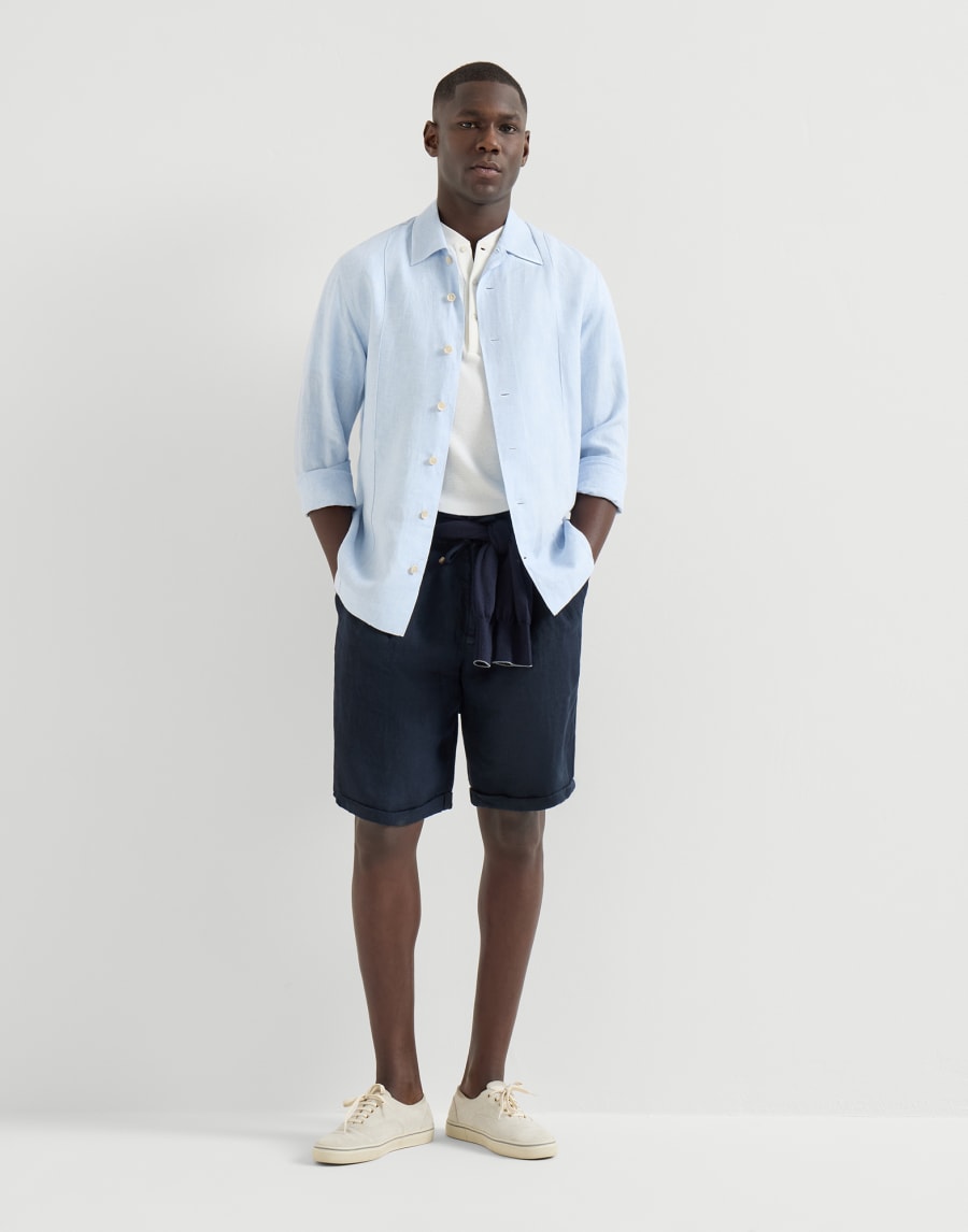 Gabardine Bermuda shorts Navy Blue Man - Brunello Cucinelli