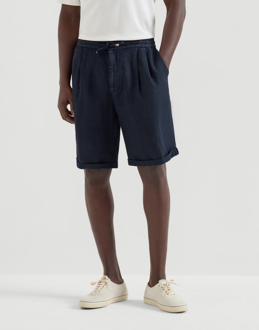 Gabardine Bermuda shorts Navy Blue Man - Brunello Cucinelli