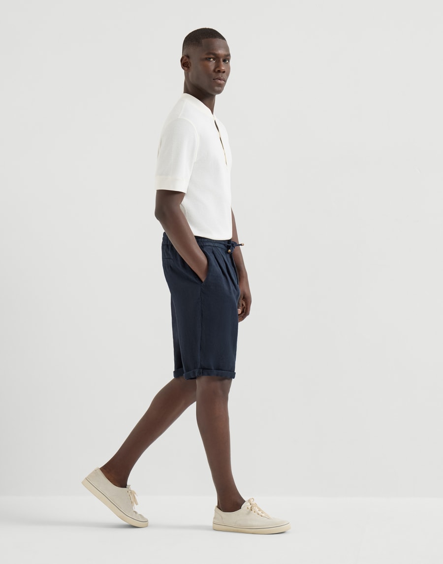 Gabardine Bermuda shorts Navy Blue Man - Brunello Cucinelli