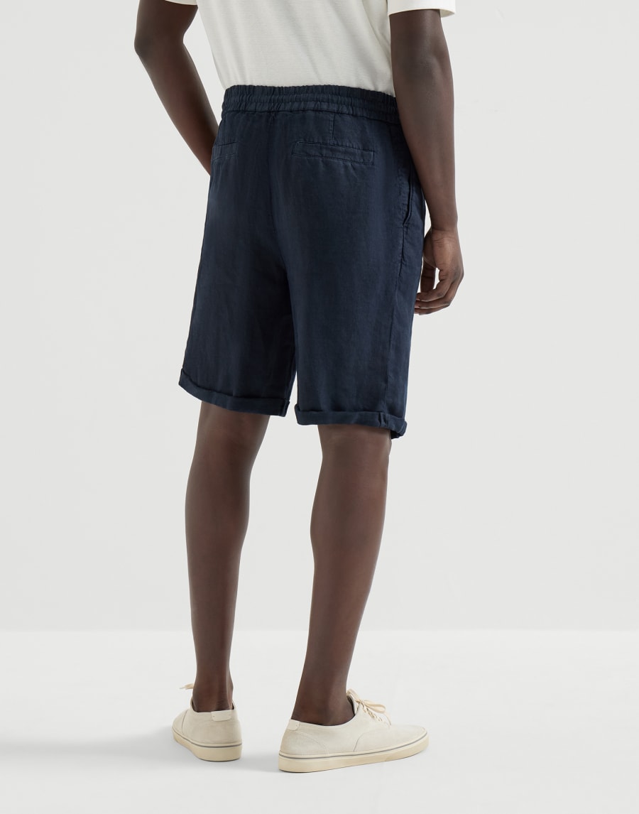 Gabardine Bermuda shorts Navy Blue Man - Brunello Cucinelli