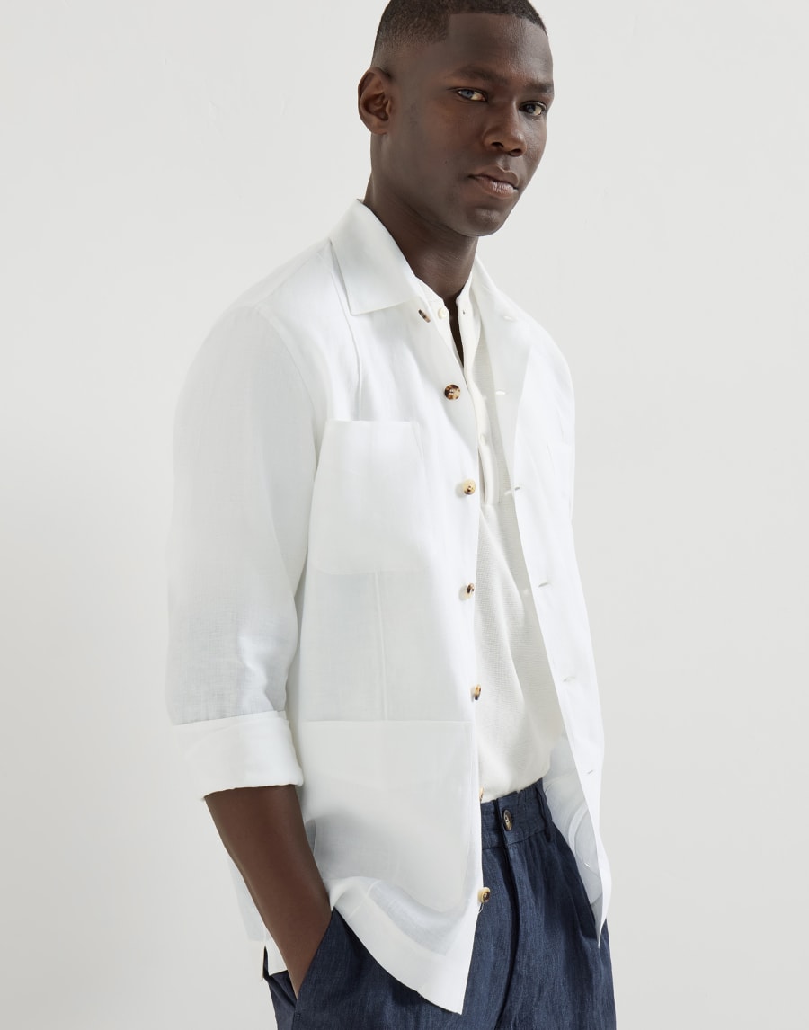 Linen guayabera White Man - Brunello Cucinelli