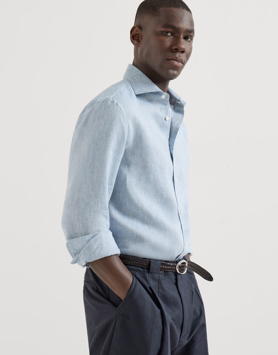 Linen shirt Sky Blue Man - Brunello Cucinelli