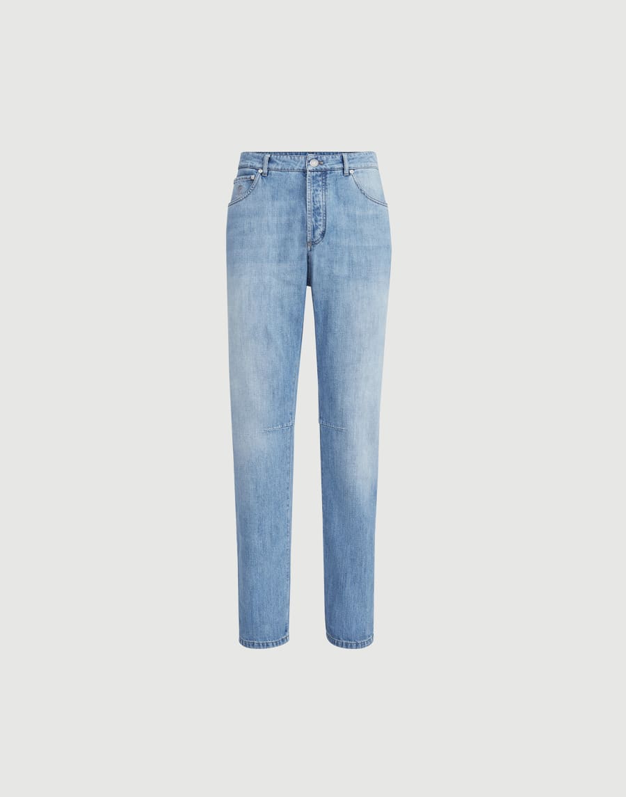 Lightweight denim five-pocket trousers Light Blue Denim Man - Brunello Cucinelli