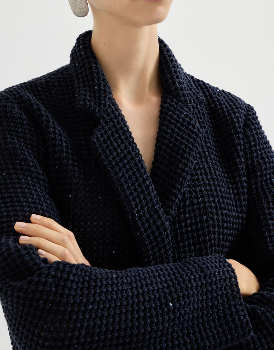 Пиджак из сетчатого трикотажа Синий Женщина - Brunello Cucinelli