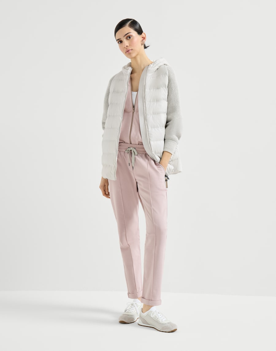 Nylon hooded down jacket Light Grey Woman - Brunello Cucinelli