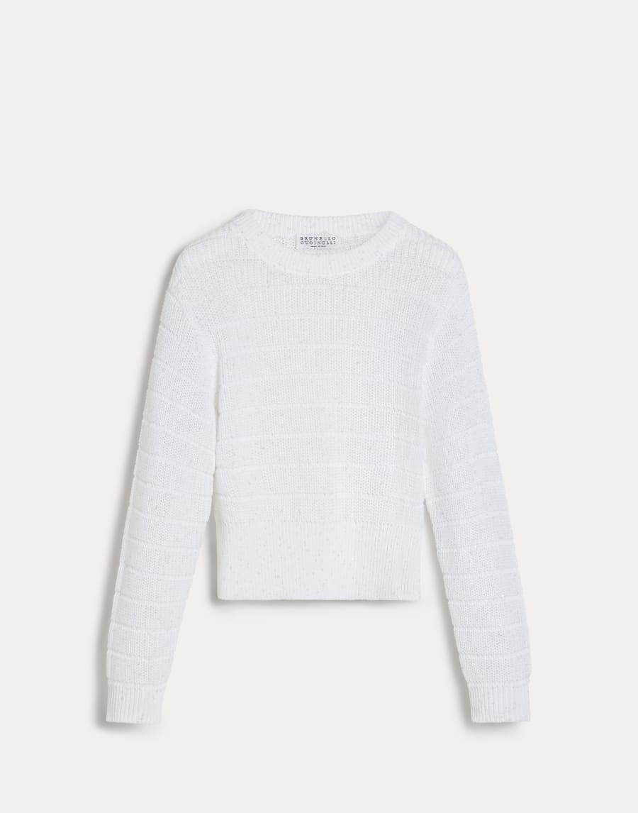 Pull Texture en coton Blanc Fille - Brunello Cucinelli