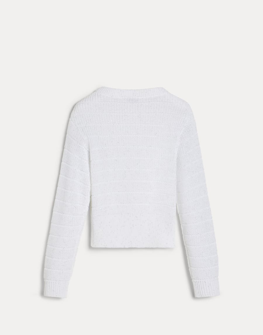 Pull Texture en coton Blanc Fille - Brunello Cucinelli