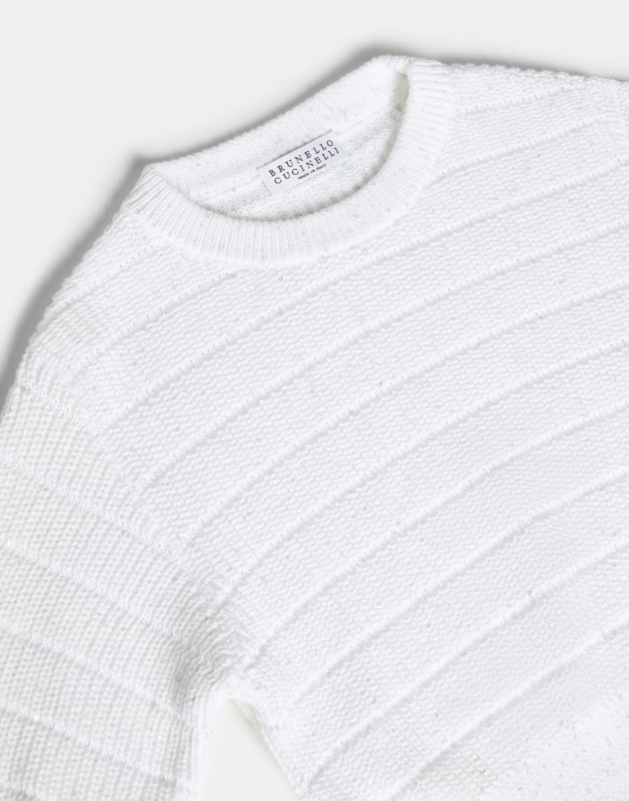 Pull Texture en coton Blanc Fille - Brunello Cucinelli