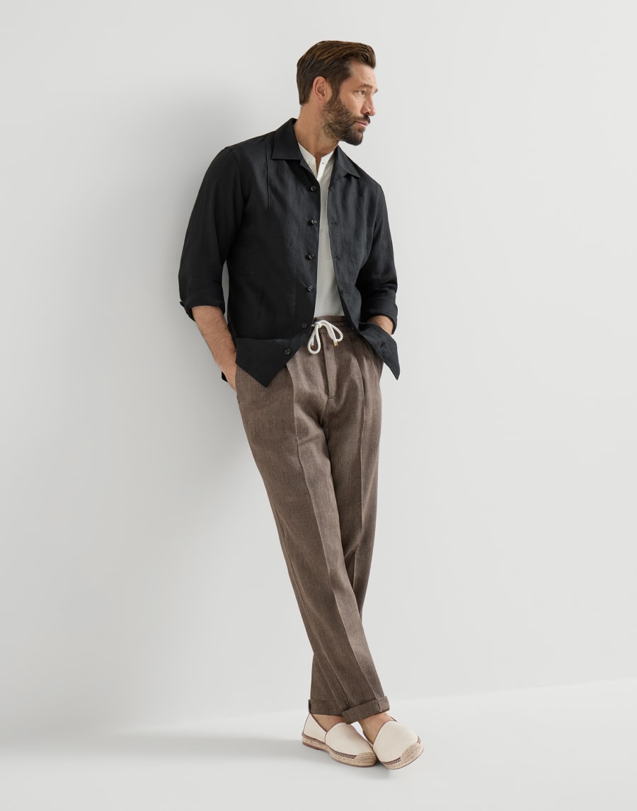 麻底布面便鞋 本色 男款 - Brunello Cucinelli