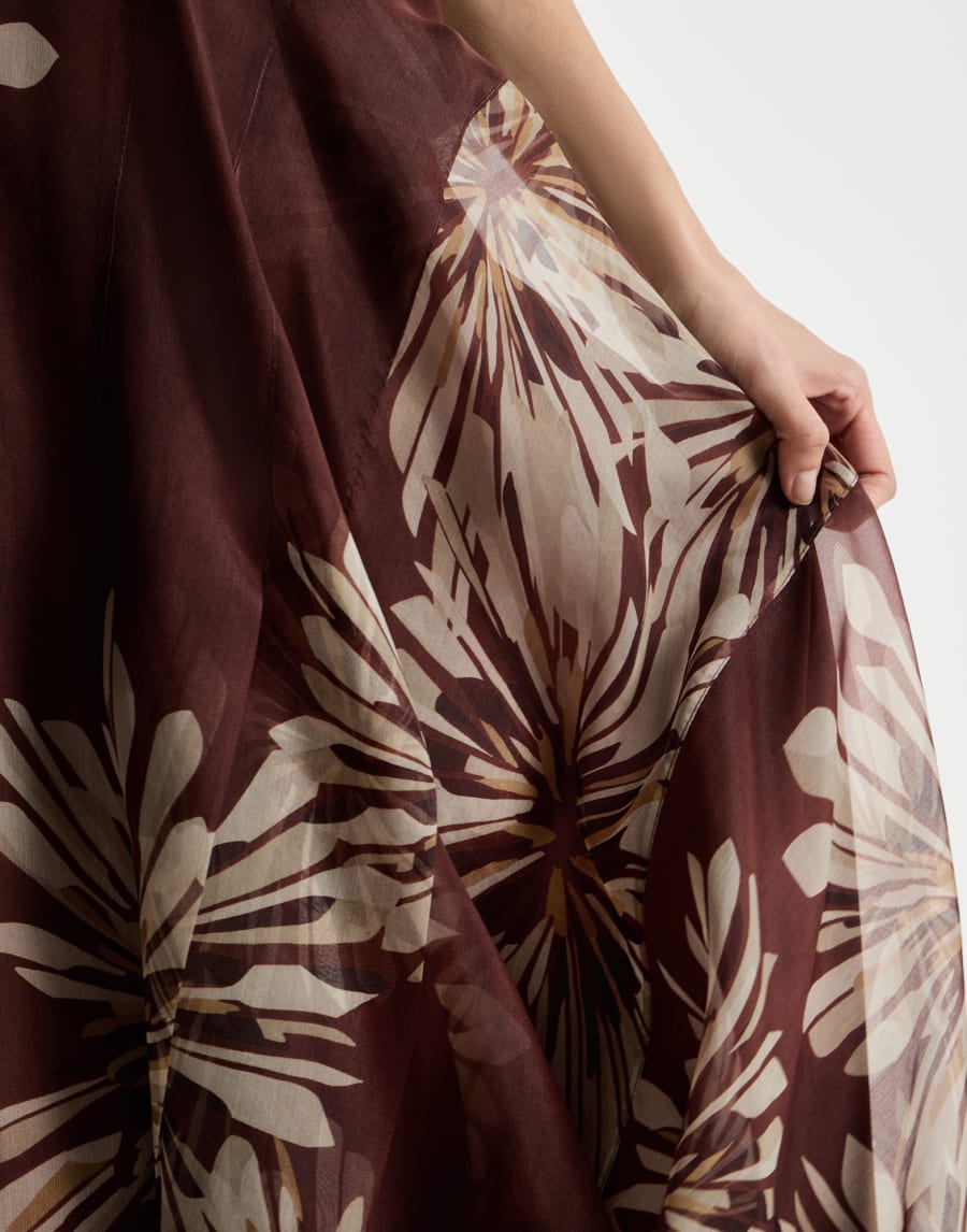 Bloom print fluid skirt Bordeaux Woman - Brunello Cucinelli