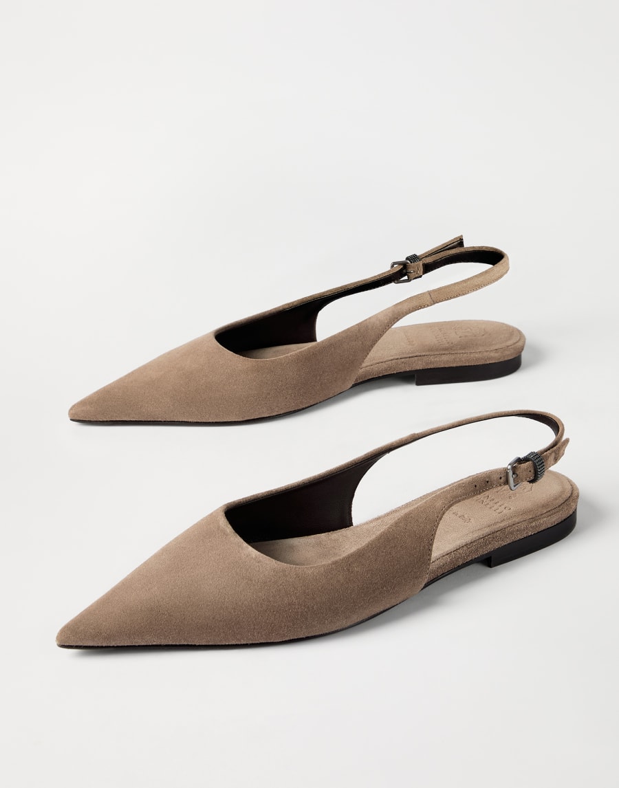Suede slingback flats Brown Woman - Brunello Cucinelli