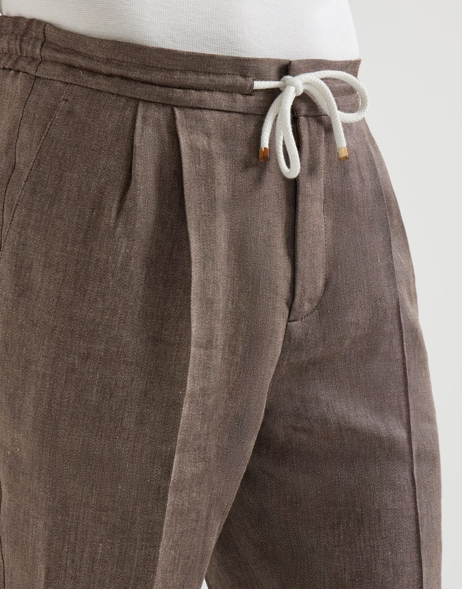 Trousers with drawstring and double pleats Hazelnut Man - Brunello Cucinelli