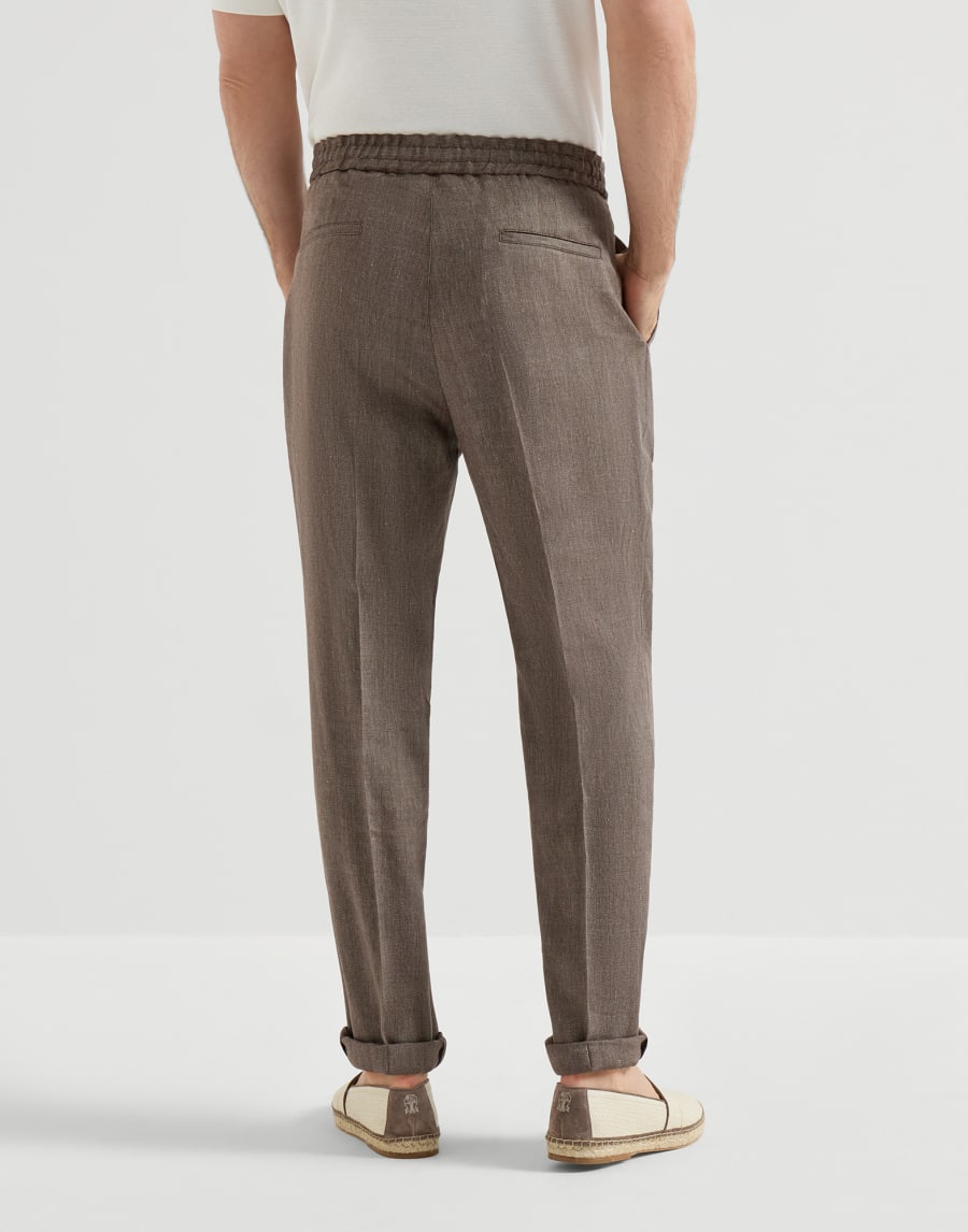 Trousers with drawstring and double pleats Hazelnut Man - Brunello Cucinelli