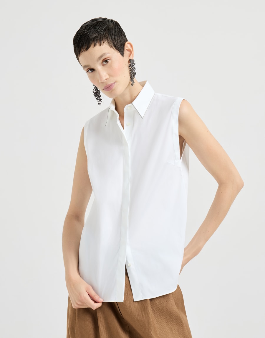 弹力府绸面料衬衫 白色 女款 - Brunello Cucinelli