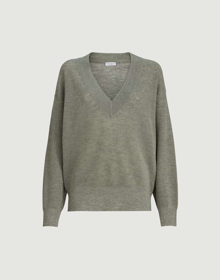 Linen sweater Khaki Woman - Brunello Cucinelli