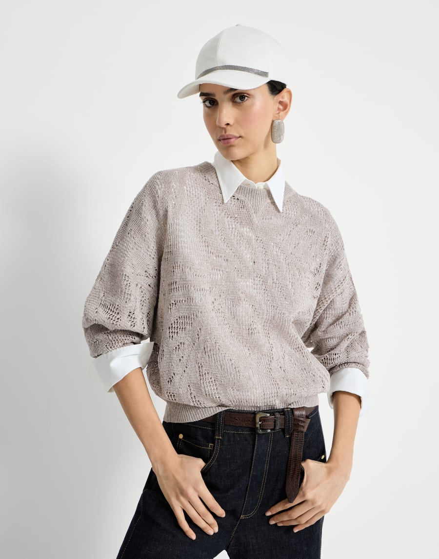 Dazzling water lilies sweater Cool Beige Woman - Brunello Cucinelli