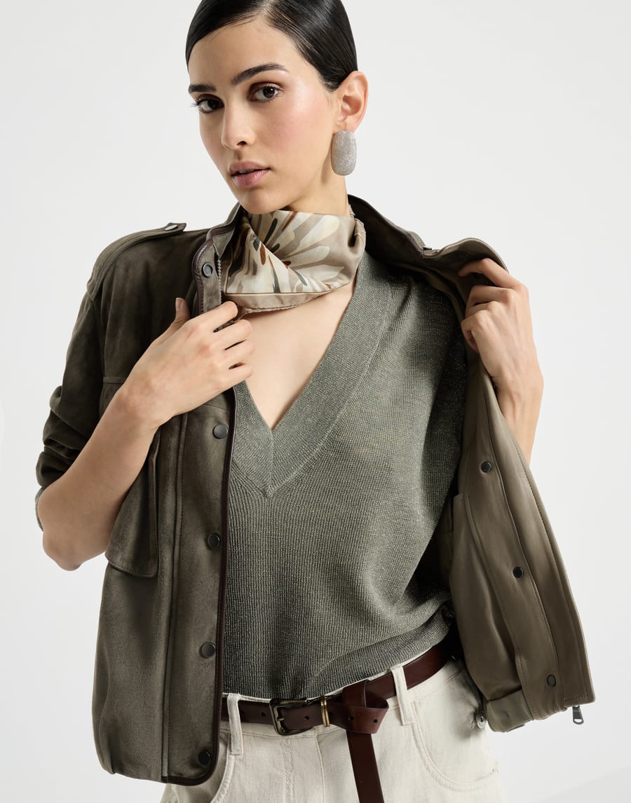 Linen sweater Khaki Woman - Brunello Cucinelli