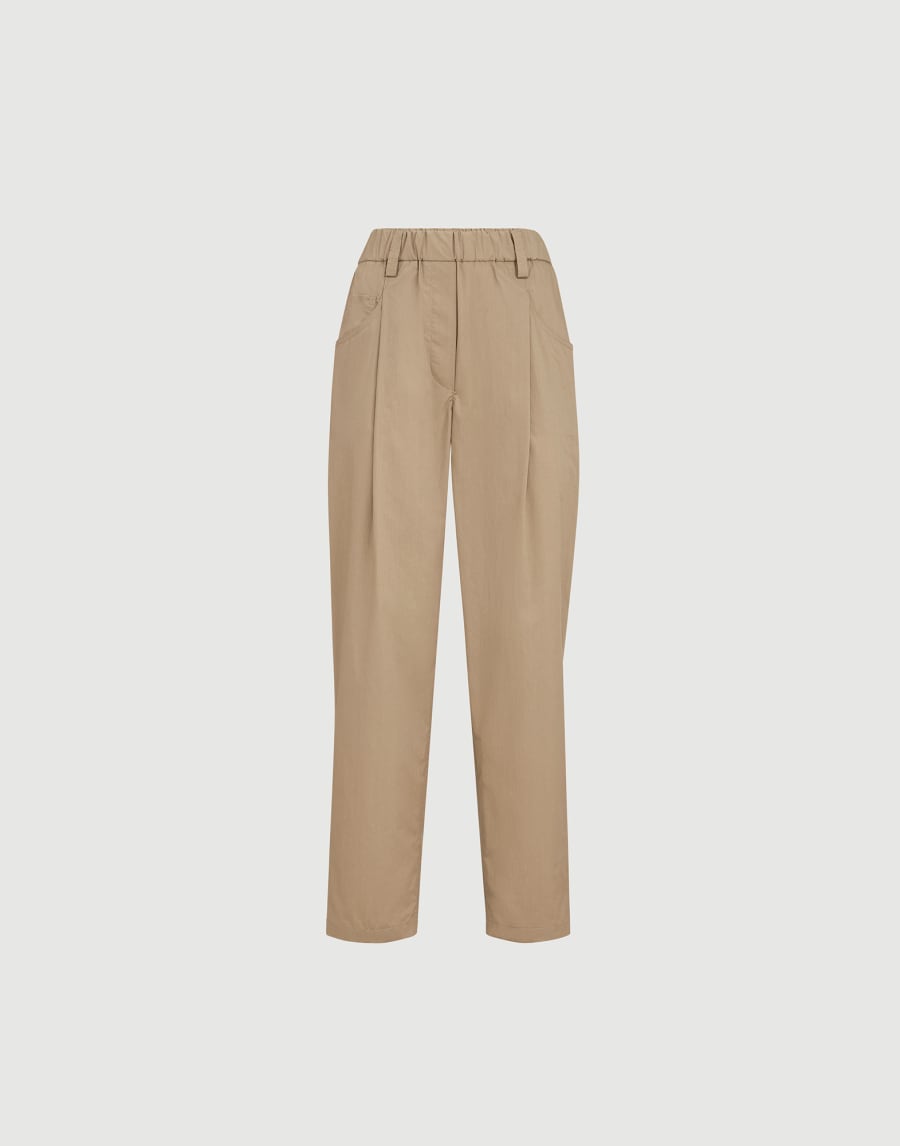 Poplin trousers Sand Woman - Brunello Cucinelli