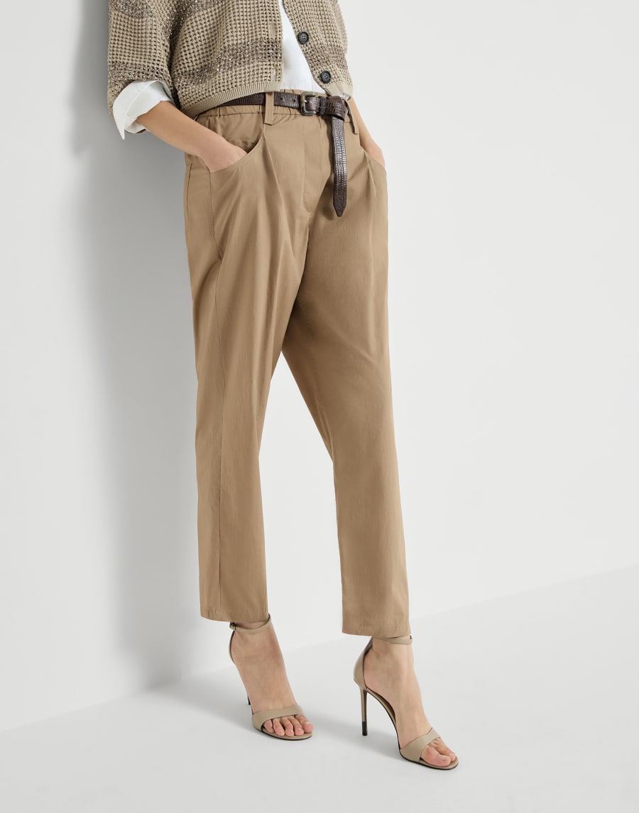 Poplin trousers Sand Woman - Brunello Cucinelli