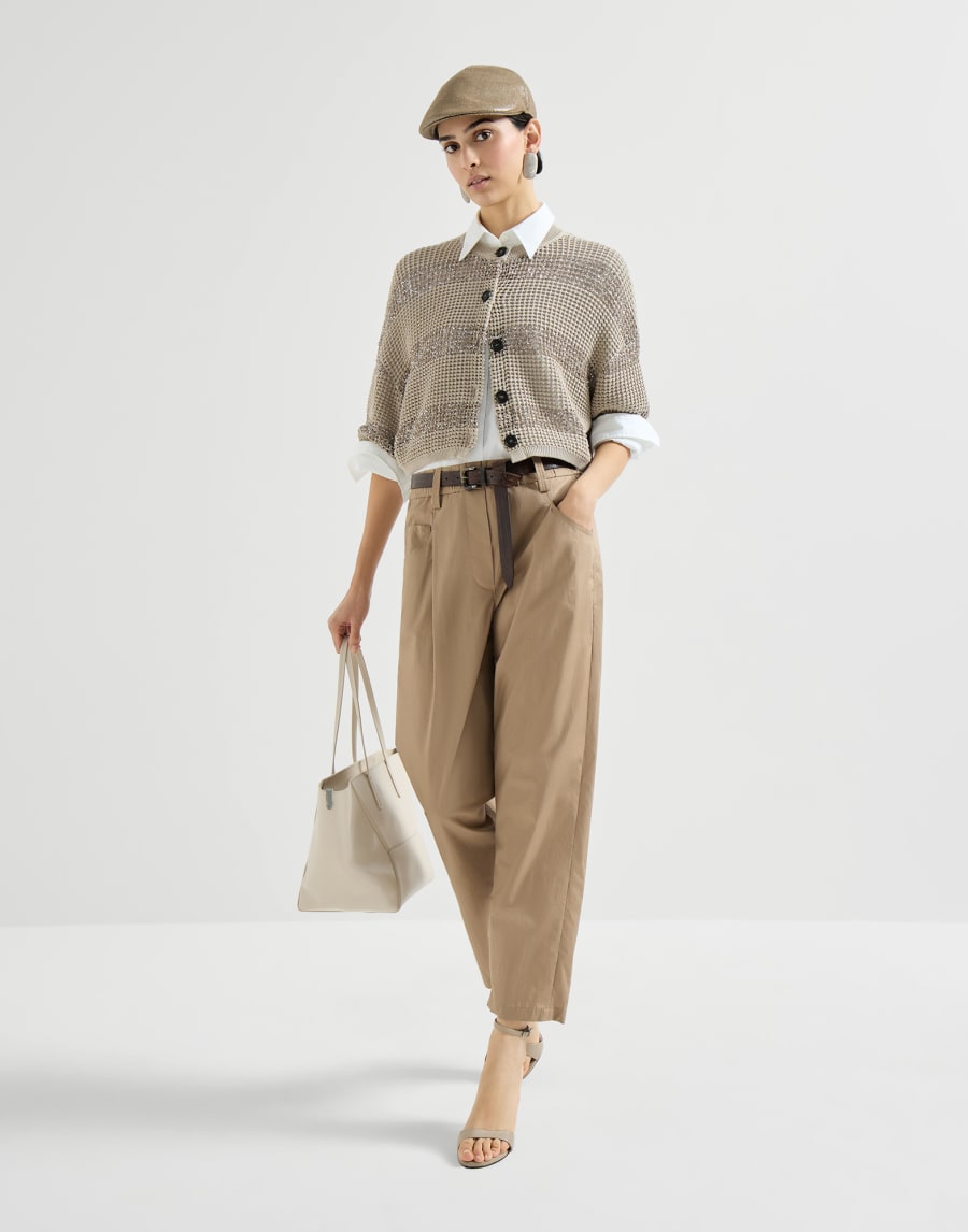 Poplin trousers Sand Woman - Brunello Cucinelli