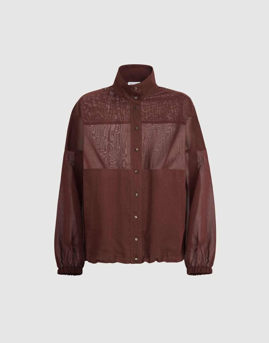 Cotton organza outerwear jacket Bordeaux Woman - Brunello Cucinelli