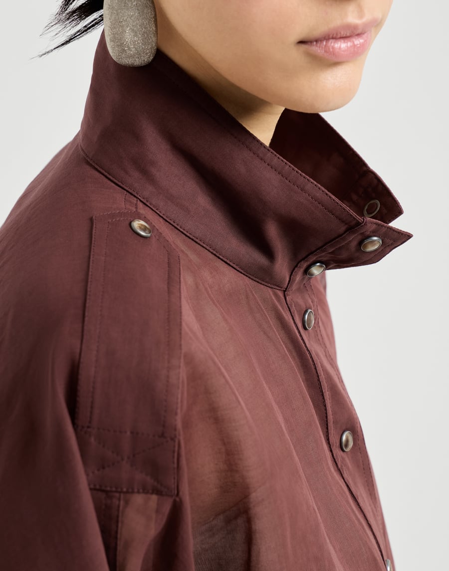 Cotton organza outerwear jacket Bordeaux Woman - Brunello Cucinelli