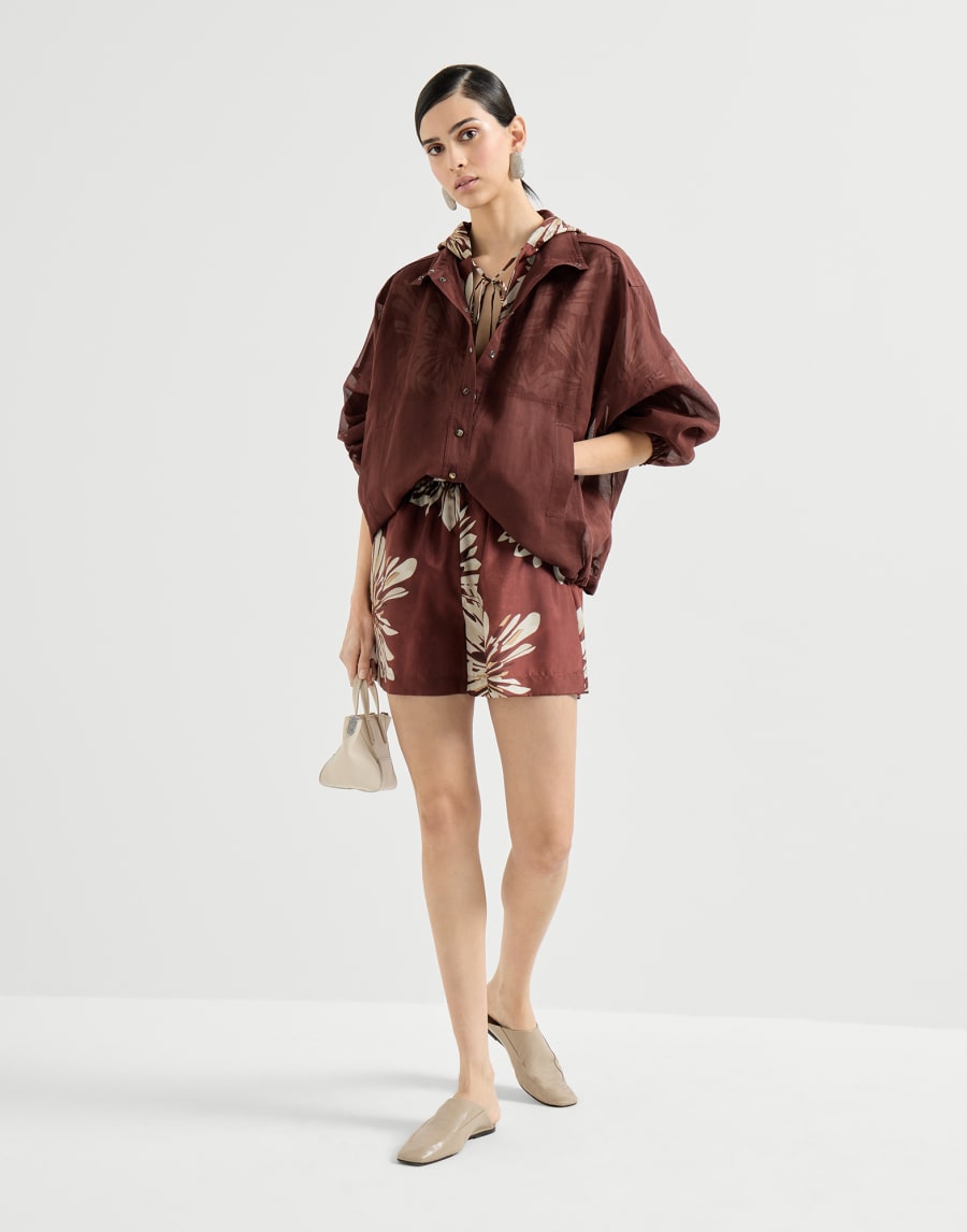 Cotton organza outerwear jacket Bordeaux Woman - Brunello Cucinelli