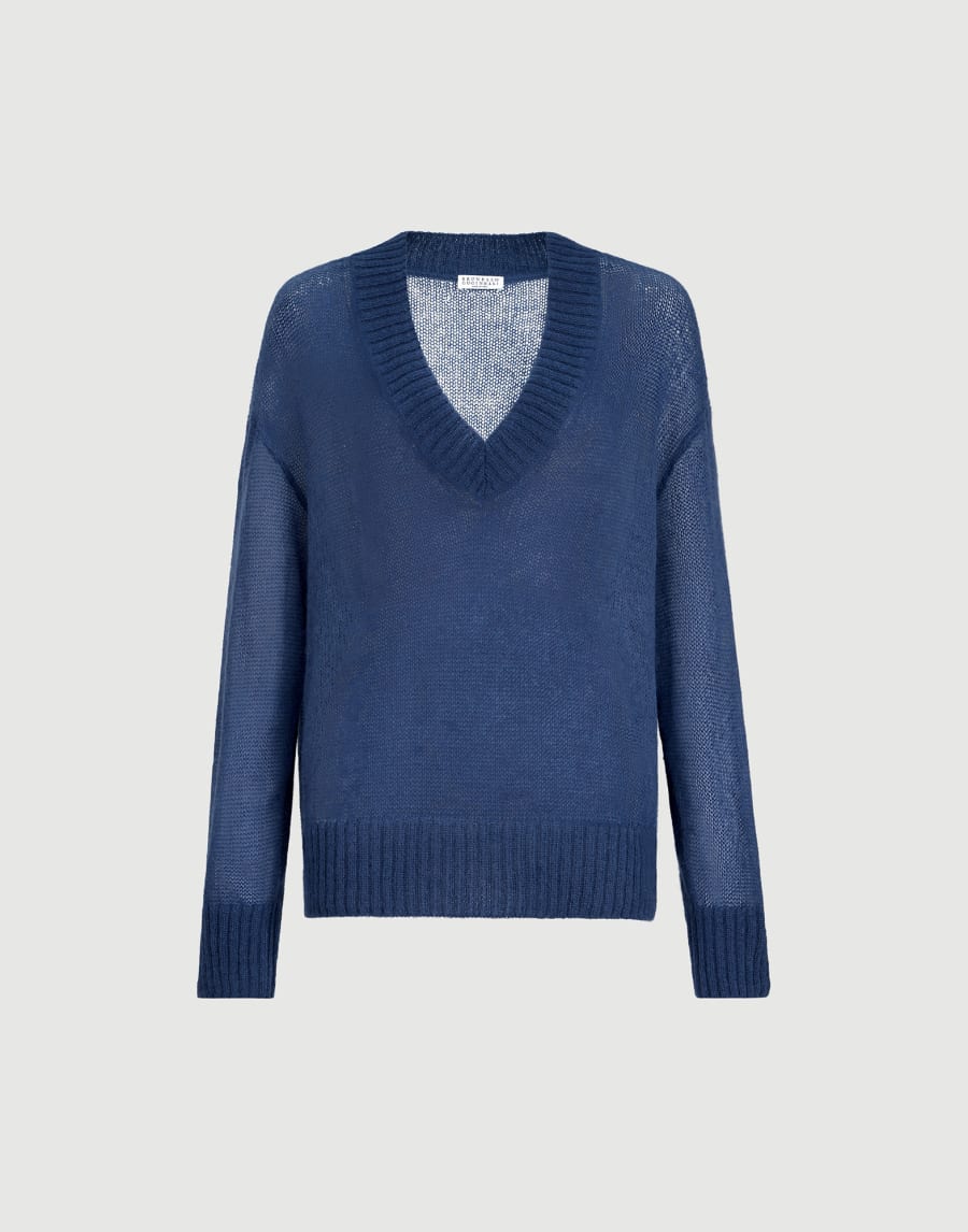 Virgin wool and mohair sweater Blue Woman - Brunello Cucinelli