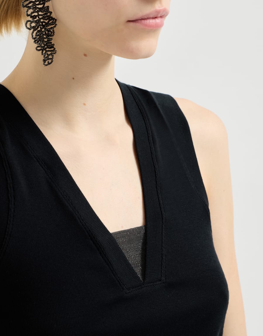 リブジャージー トップ ブラック レディース - Brunello Cucinelli