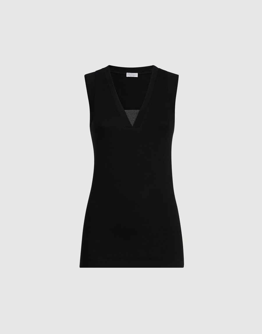 リブジャージー トップ ブラック レディース - Brunello Cucinelli