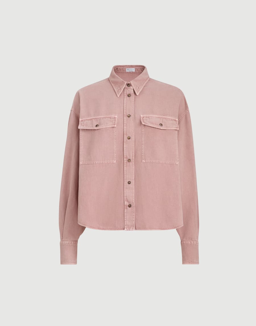 Garment-dyed cover shirt Pink Woman - Brunello Cucinelli