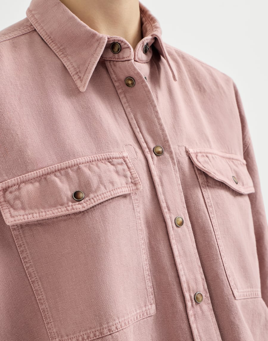 Garment-dyed cover shirt Pink Woman - Brunello Cucinelli