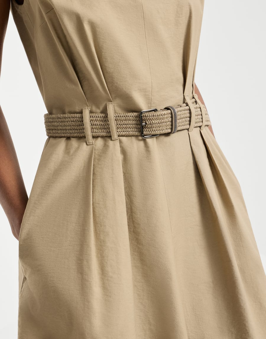 Twill belted dress Beige Woman - Brunello Cucinelli