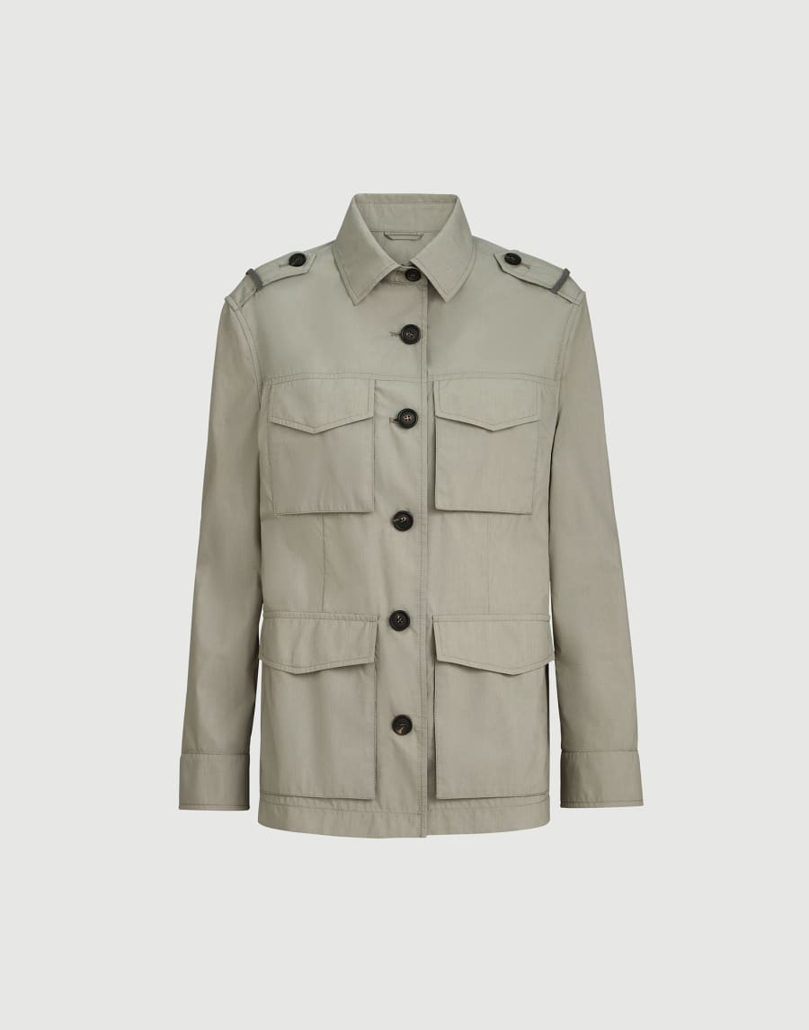 Outerwear with monili Khaki Woman - Brunello Cucinelli