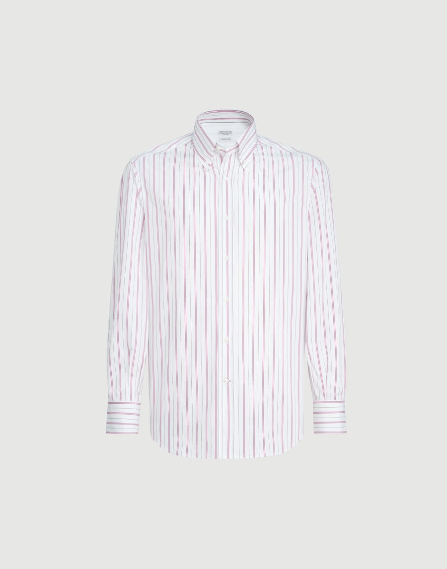 Camisa de popelina a rayas Blanco Hombre - Brunello Cucinelli