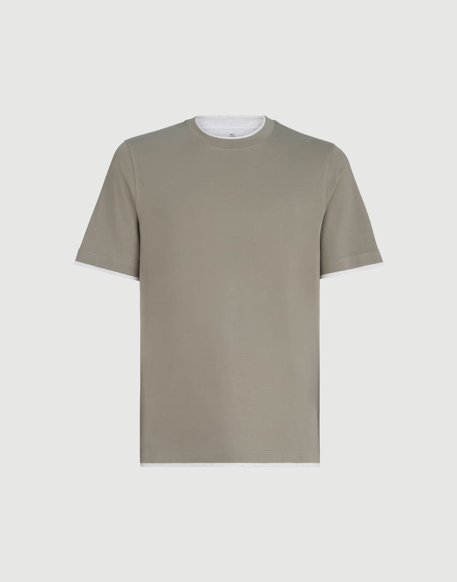 Camiseta con capas de imitación Khaki Hombre - Brunello Cucinelli