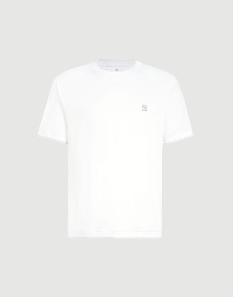 T-shirt with faux-layering White Man - Brunello Cucinelli