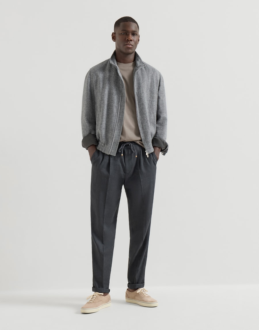 Jersey T-shirt with logo Khaki Man - Brunello Cucinelli