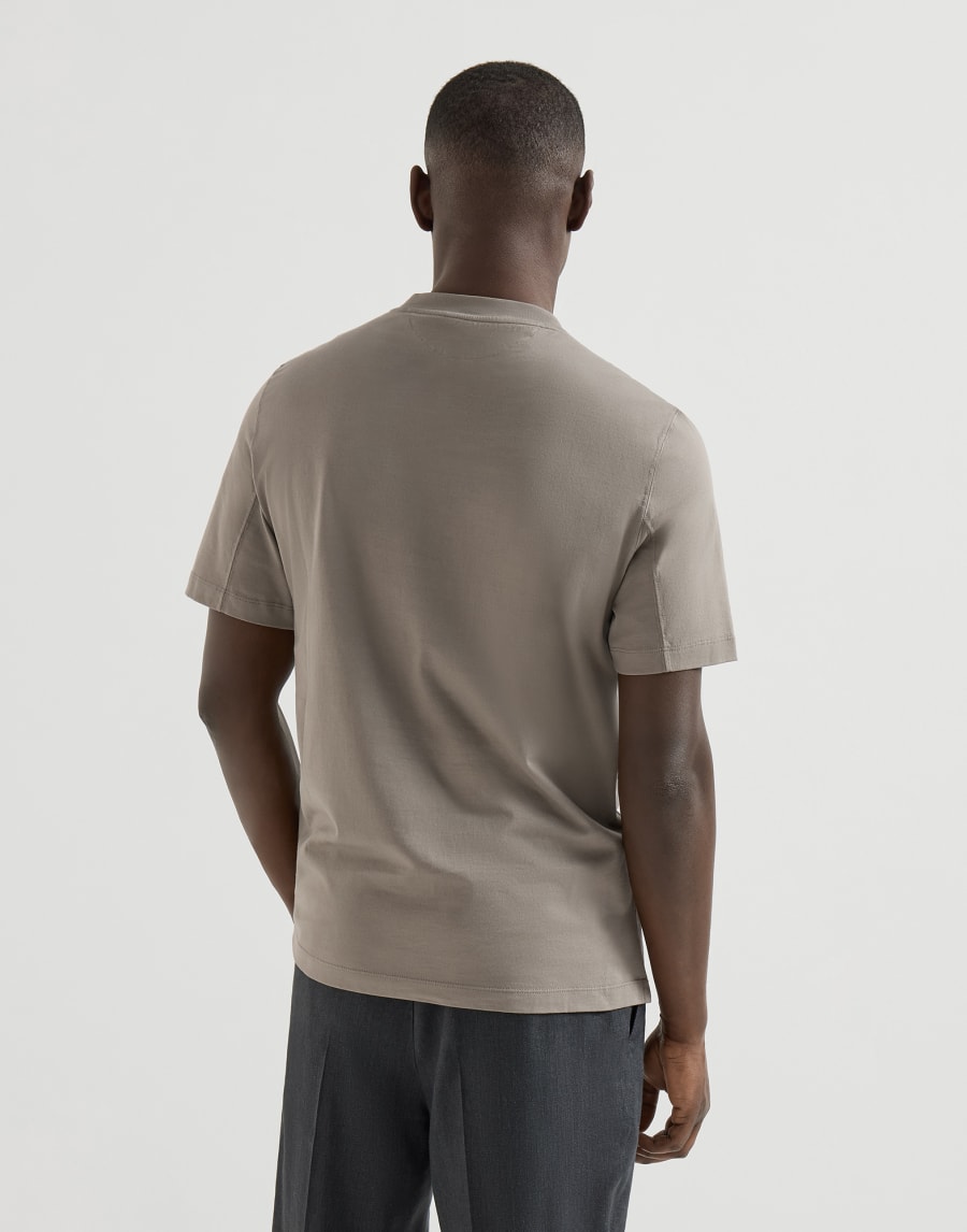 Jersey T-shirt with logo Khaki Man - Brunello Cucinelli