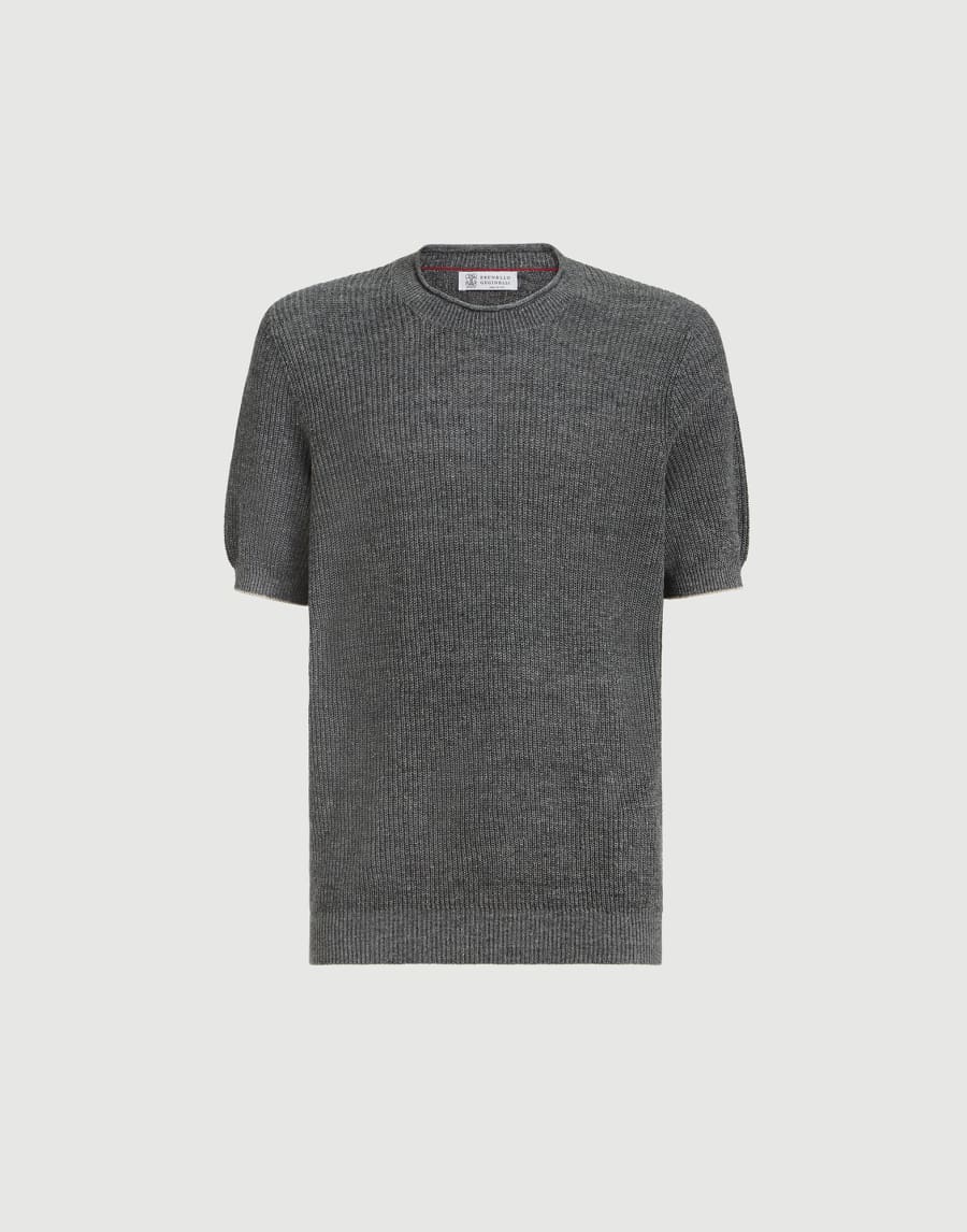 Футболка из льна и хлопка Тёмно-Серый Мужчина - Brunello Cucinelli