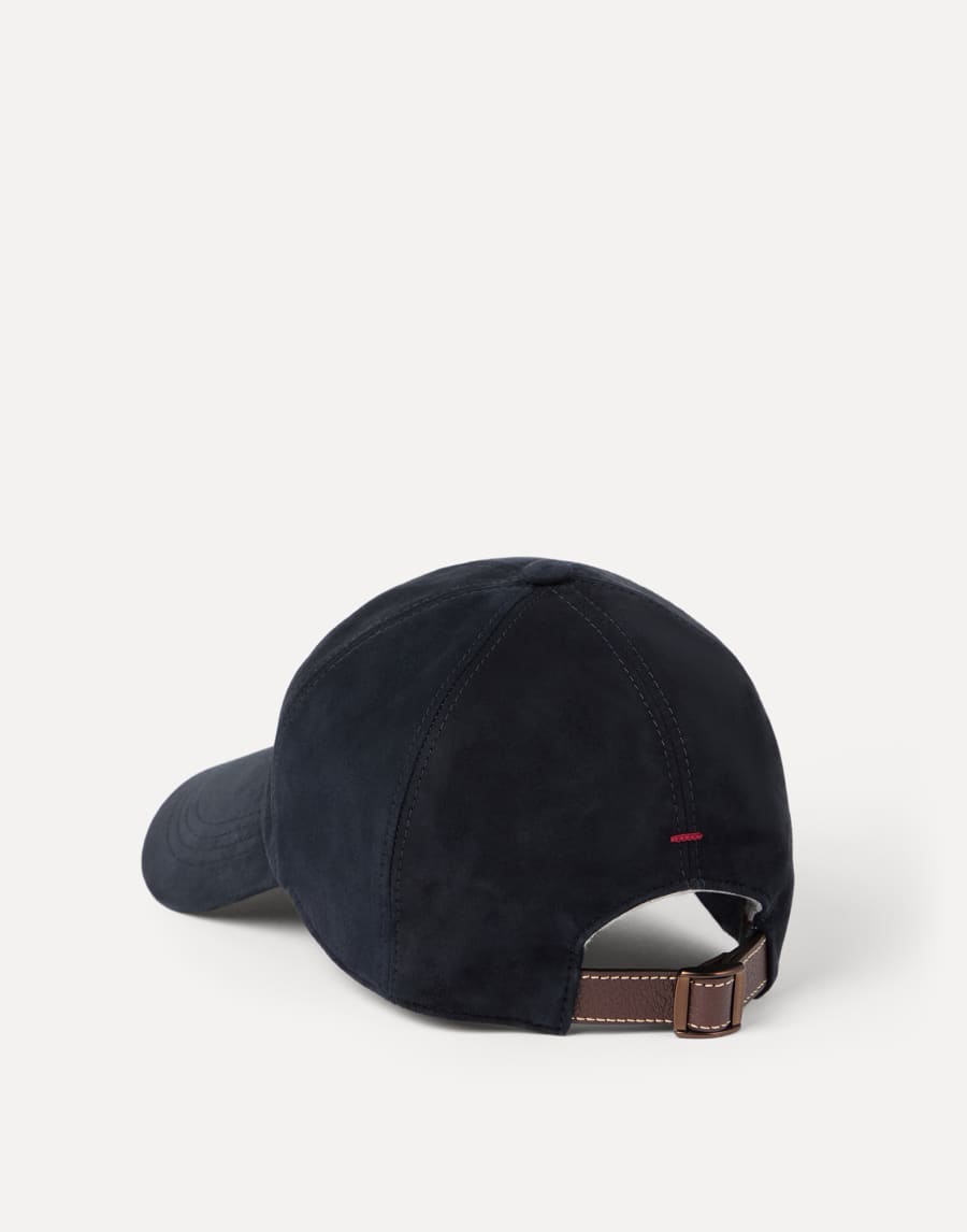 Suede baseball cap Navy Blue Man - Brunello Cucinelli