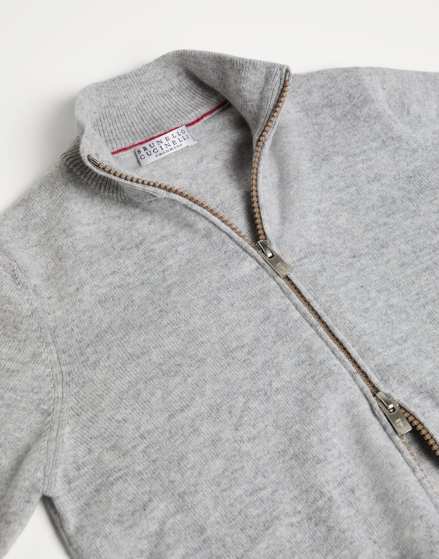 Cashmere cardigan with zipper Grey Boys - Brunello Cucinelli