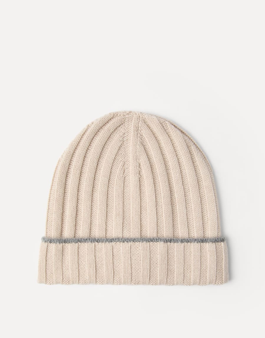 Cashmere rib knit beanie Sand Man - Brunello Cucinelli