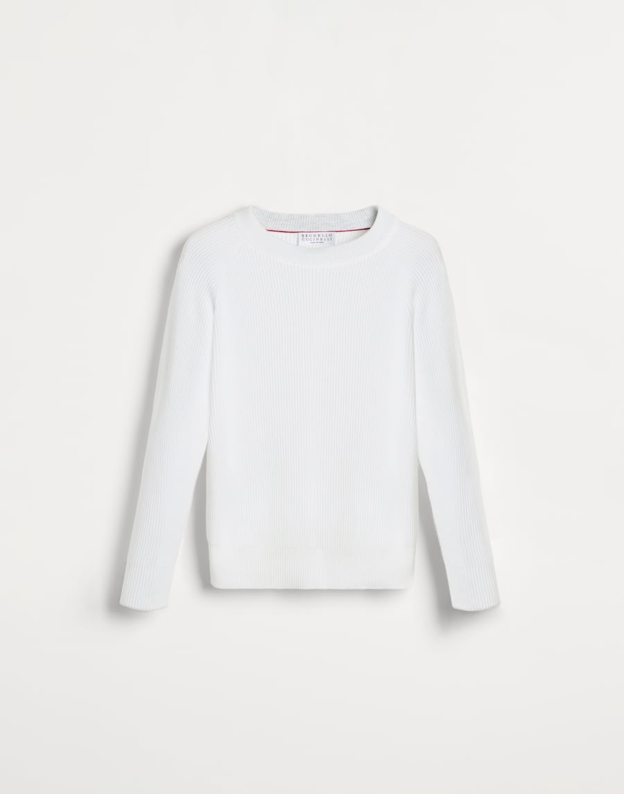 Cotton English rib sweater Panama Boys - Brunello Cucinelli