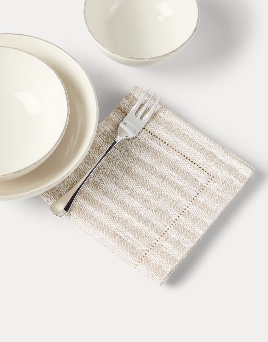 Chalk stripe linen 4-pc large napkins set Lessivè Lifestyle - Brunello Cucinelli