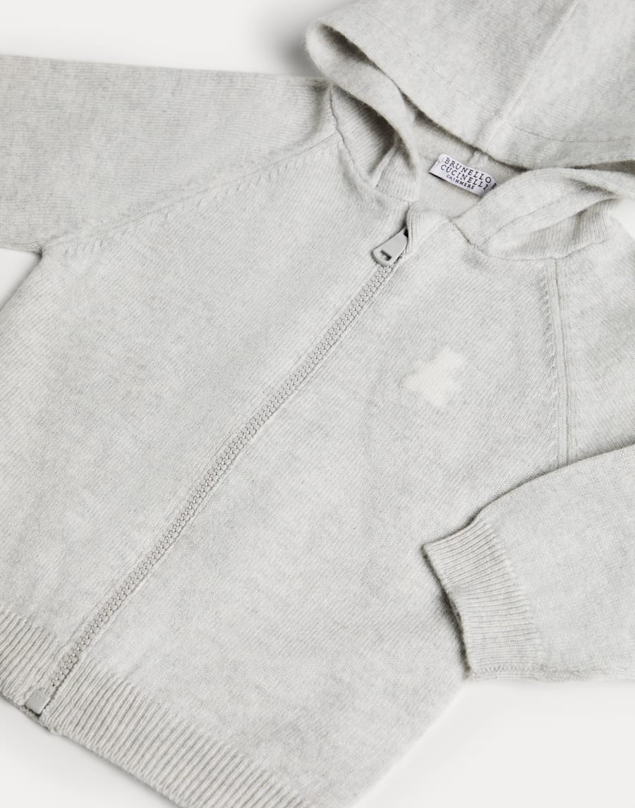 Baby Bernie hoodie with zipper Light Grey Baby - Brunello Cucinelli