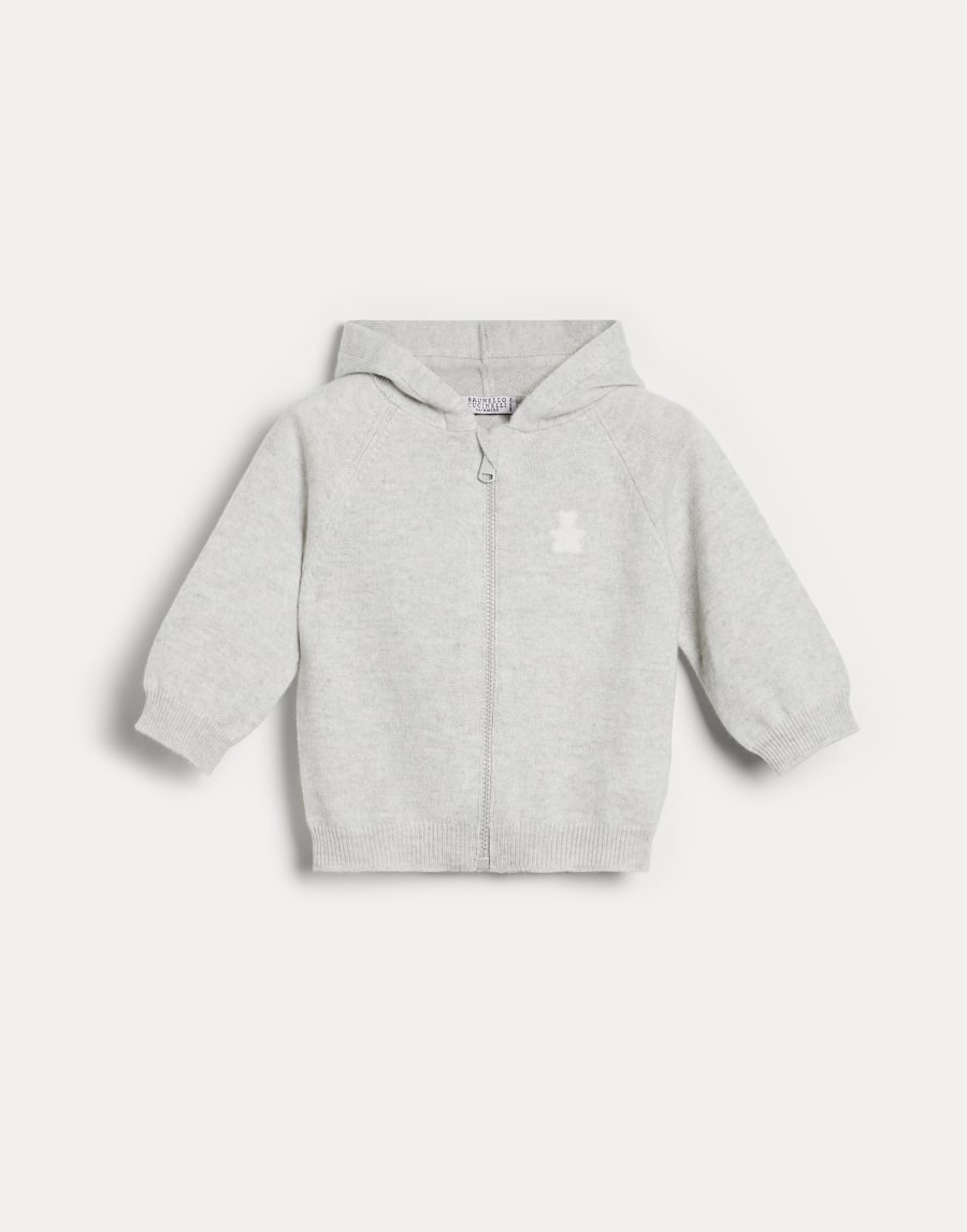 Baby Bernie hoodie with zipper Light Grey Baby - Brunello Cucinelli