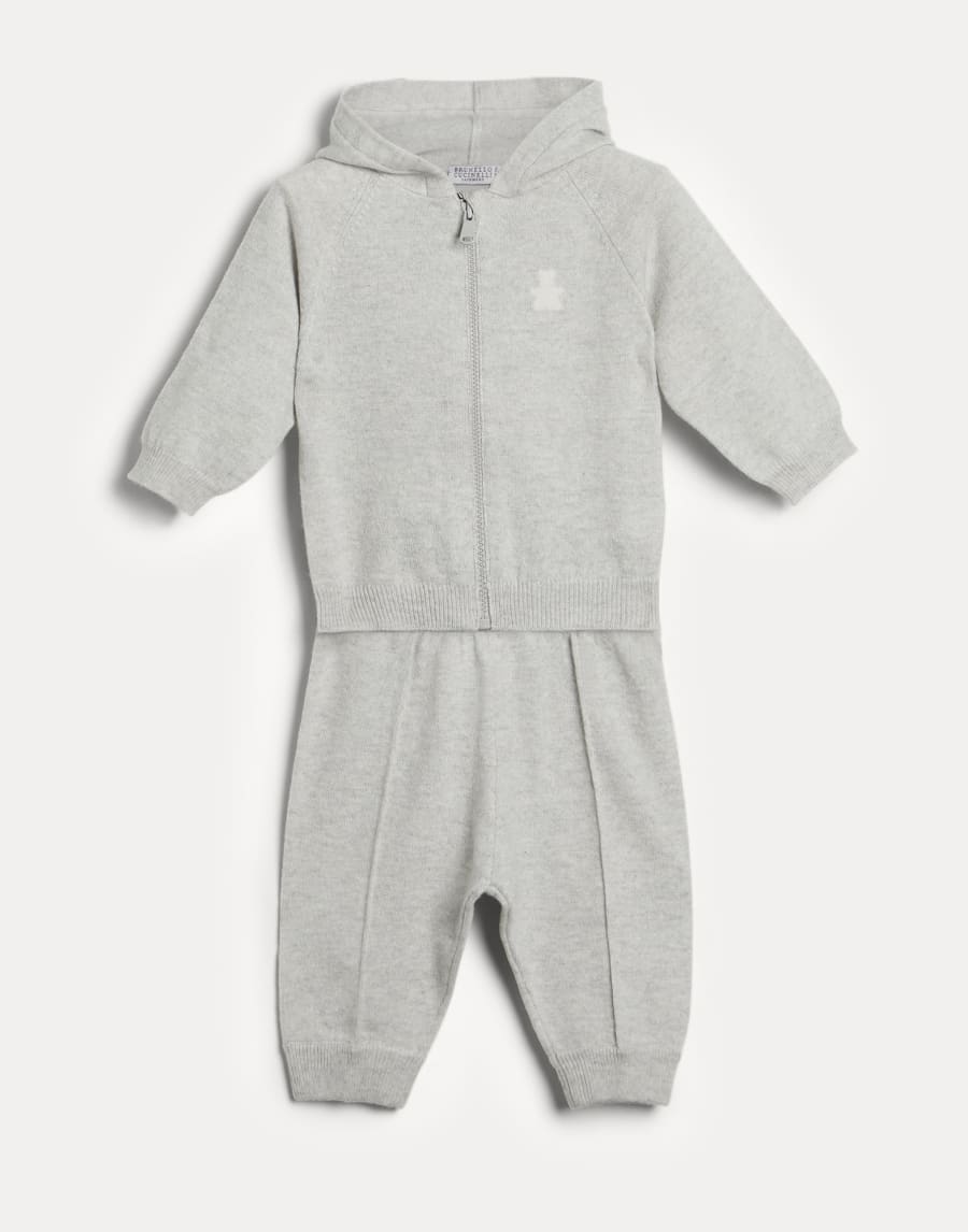 Baby Bernie hoodie with zipper Light Grey Baby - Brunello Cucinelli