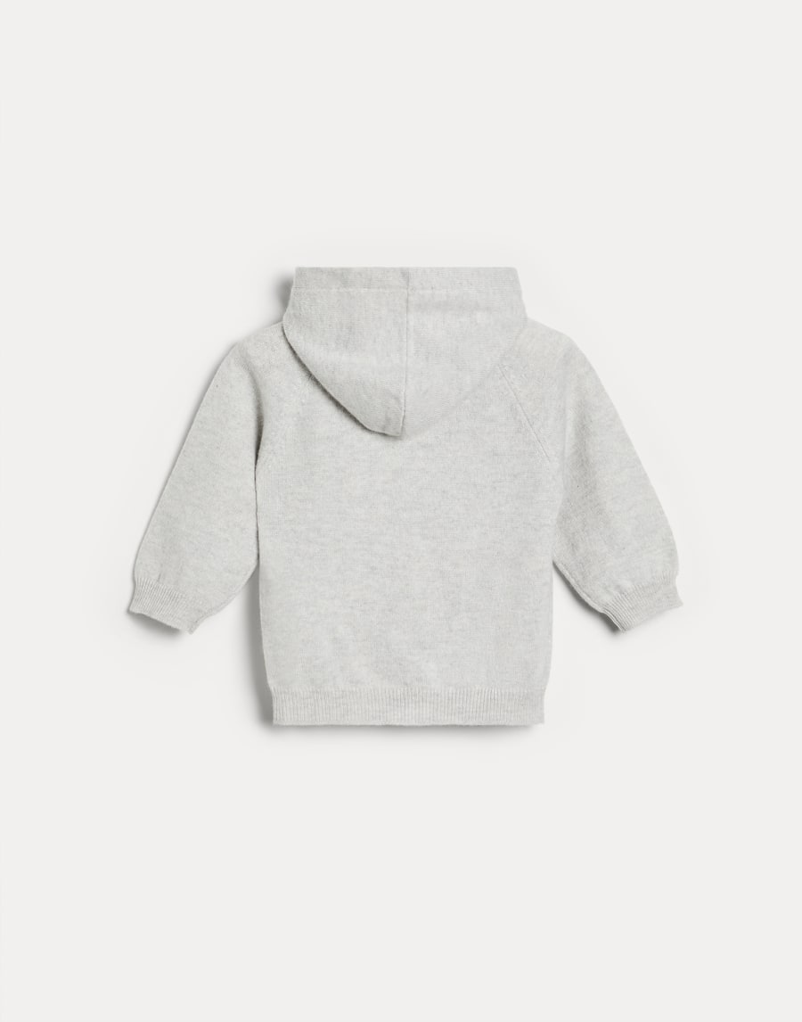 Baby Bernie hoodie with zipper Light Grey Baby - Brunello Cucinelli